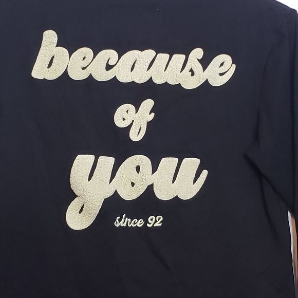 Dutch Bros Because of You Long Sleeve Fuzzy Textured Words Size Small - Picture 2 of 7